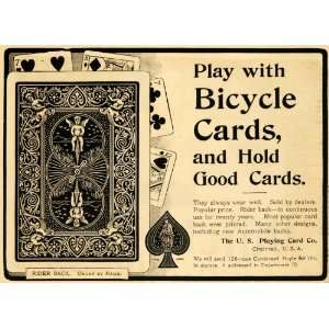  1903 Ad U. S. Bicycle Playing Cards Game Rider Back Design 