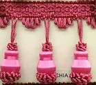 Roll 3 Apple Tassel Trim Fringe w/Gimp   Hot Pink  