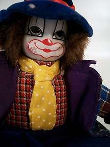 Bean Bag Beanbag Stuffed Clown Doll Hobo White Face  