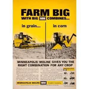 1966 Ad Minneapolis Moline Tractor Farming Agriculture Combine Field 