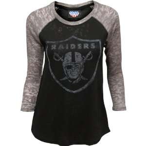   Raiders Womens Distressed Thermal Raglan Large: Sports & Outdoors