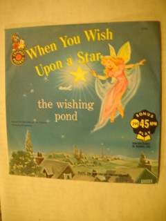   Star Vintage 45 PS Disney Children Movie Theme Wishing Pond  