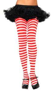 WHITE & RED STRIPED TIGHTS PANTYHOSE CHRISTMAS CANDY CANE GOTH PUNK 