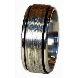   Horizontal Surface Coiled Wire Look Center 2 Black Inlay Grooves