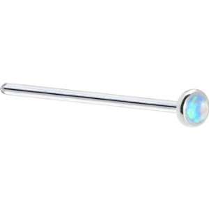   Light Blue Synthetic Opal Straight Fishtail 3/4   20 Gauge Jewelry
