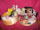 large round wood sewing box contents scissors zip expedited shipping