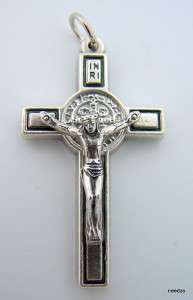 Saint St Benedict Silver Gilded Crucifix Mini Size 1 Petite Catholic 