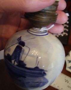 VINTAGE DELFT MARKed Dutch Holland Windmill Blue Table LAMP Light BASE 