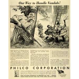  1942 Ad Philco WWII War Production Army Navy Vandals 