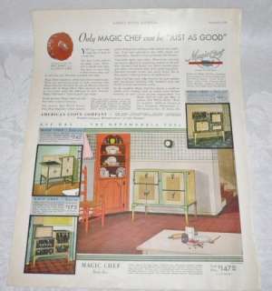 1930S AD 1931 MAGIC CHEF STOVE SERIES 600 AD MID CENTURY WALL ART 
