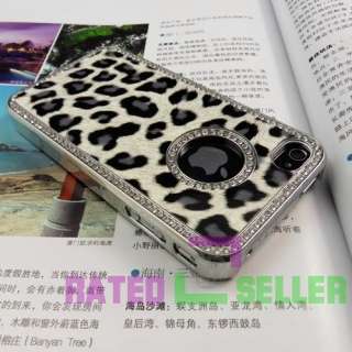 Luxury Bling Diamond Leopard Hard Case Cover For iPhone 4 4G  