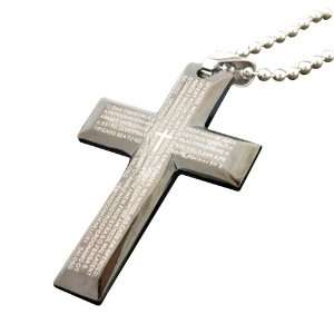  New Black Bible Cross Titanium Steel Pendant Necklace with 