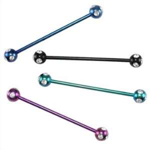 Blackline and Colorline Black Industrial Barbell with 5 Gem  14g (1 