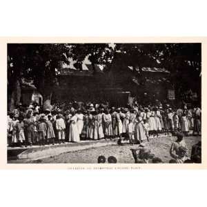  1925 Print Crowd Soufriere St Lucia Native Indigenous Landing 