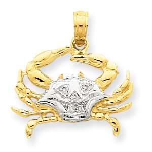  14k Gold& Rhodium Diamond Crab Pendant: Jewelry