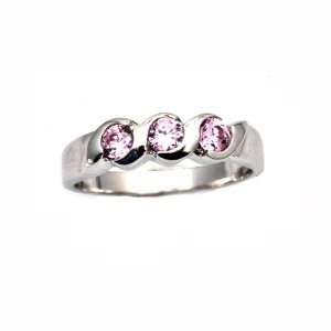  Sterling Silver CZ Pink baby or pinky ring Size 1 Jewelry
