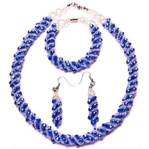  Bleek2Sheek Blue colored Crystal Twirl Jewelry Set 