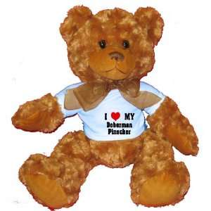   Doberman Pinscher Plush Teddy Bear with BLUE T Shirt: Toys & Games