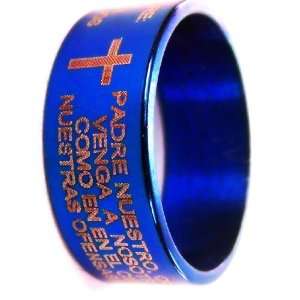   Prayer & Cross Ring, Hypoallergenic Stainless Steel Band, Size 9.5