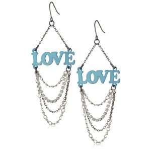   Lovers Lucite Girls Blue Love Swag Trapeze Earrings Jewelry
