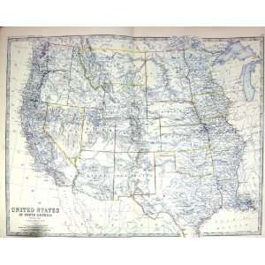 Johnston Antique Map C1877 North America Arizona Texas Mexico Colorado