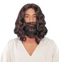 Grey Biblical or Jesus Wig and Beard Set   Adult Costum  