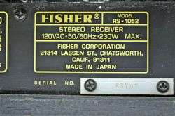 Fisher AM FM Stereo Receiver Tuner Amplifier Amp RS 1052  