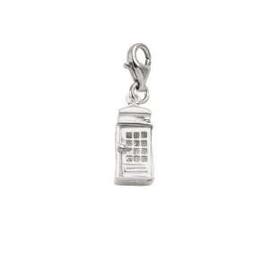   Telephone Booth Charm with Lobster Clasp, 14k White Gold Jewelry