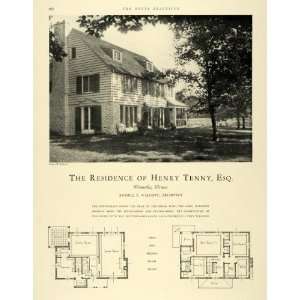  1925 Print Henry Tenny Home Winnetka IL Architecture 