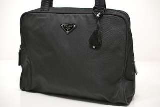 PRADA Black Nylon Handbag W/Full Top Zipper 2 Handles NICE! Clean 