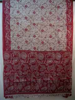 Cream Maroon Paper Silk Sari Saree Fabric Free Bindis  
