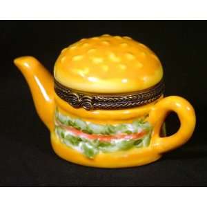    Hamburger in Paradise Teapot Hinge Trinket Box phb