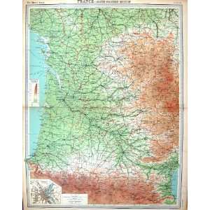   Map South West France Bordeaux Toulouse Limoges: Home & Kitchen