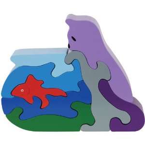  Cat Fishin Chunky Wooden Puzzle: Toys & Games