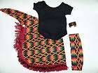 NEW American Girl African Kente Dance black leotard outfit Addy wrap 