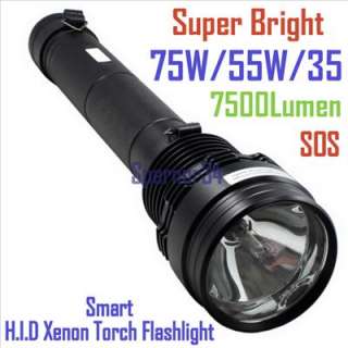 Black Smart Super Bright 75W/55W/35W HID Xenon 7500 Lumen Torch 