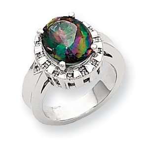   Gold Diamond and Mystic Fire Topaz Ring   Size 6   JewelryWeb Jewelry