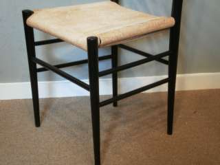 Scandinavian Black Lacquer with Woven Rope Seats Occasional Dining 