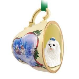  Maltese Christmas Ornament Sleigh Ride Tea Cup: Pet 