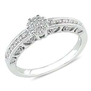  Sterling Silver 1/5 CT TDW Diamond Engagement Ring (G H 