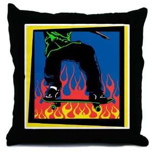  Skateboard Flames Sports Throw Pillow by CafePress 