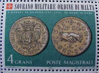 SMOM 1970 STAMPS KNIGHTS OF MALTA   ANCIENT COINS – 6 SHEETS OF 4 