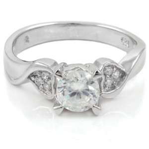 Sterling Silver CZ Heart Engagement Promise Ring  