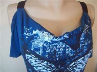 New Siren Lily Womens Maternity Clothes S M L Blue Off Shoulder Shirt 