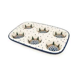  Polish Pottery Rustic Pines Muffin Pan: Home & Kitchen