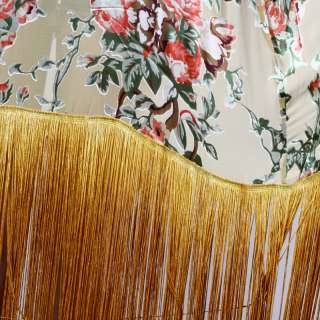 NEW OMBRÉ FRINGE OPERA COAT Burnout Silk Velvet Kimono Jacket Deco 