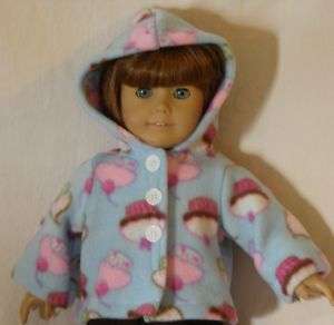 Blue Cupcake Print Fleece Hoodie fit American Girl Size 18 Doll 
