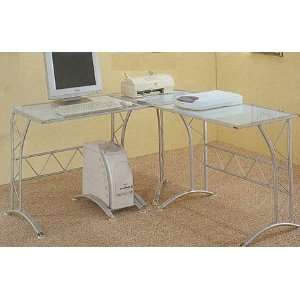   Shape Silver Finish Workstation Computer Desk/Table: Furniture & Decor
