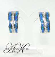 925Sterling Silver Convex Graduated Blur Opal Earring  