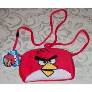  ANGRY BIRDS Big Face Red Plush Zippered Purse Satchel BAG 